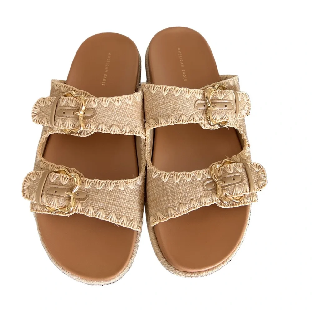 American Eagle Outfitters Raffia Espadrille Slide Sandal NWOT - Picture 2 of 8